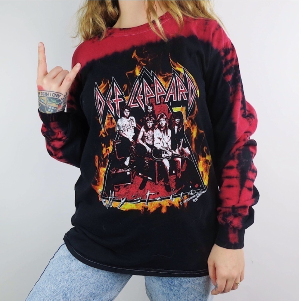 Def Leppard Hysteria Graphic Tie‎ Dye Long Sleeve Shirt - Picture 2 of 8